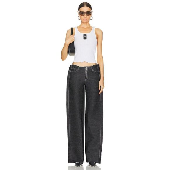 SAMI MIRO VINTAGE Scrap Tank in White & Black Medium New Womens Sleeveless Top - Picture 5 of 13